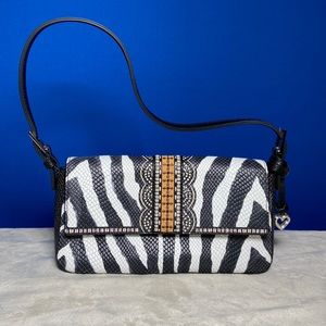 Gorgeous and exotic! Brighton Africa Stories Tarina Python Baguette Handbag.